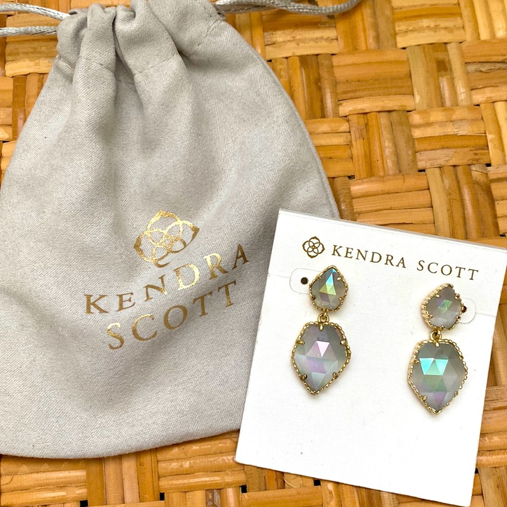 Kendra Scott Gold Drop Earrings in Iridescent Stone